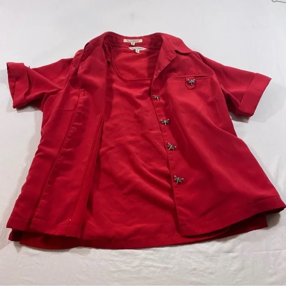 Travel Smith Button Down Cardigan Shirt Women’s Large X-Large Tank Short Sleeve - Picture 2 of 16